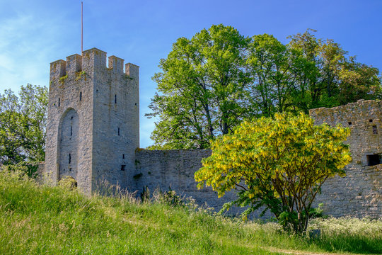 The medieval city wall in Visby, Sweden.
