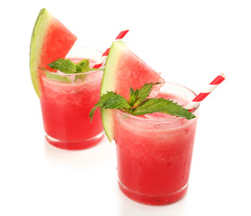 Watermelon cocktail isolated on white