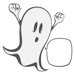 Funny freaky ghost - a haunting ghost with a speech bubble