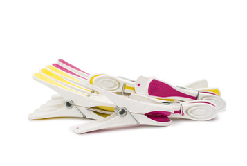 Clothespin clips isolated