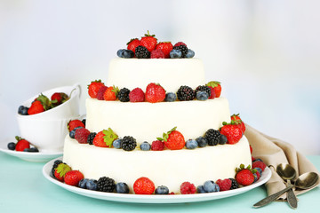 Beautiful wedding cake with berries