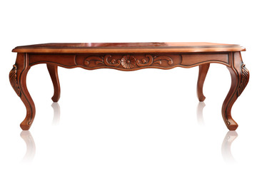 Wooden table isolated, clipping path.