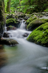Water flowing through rocks