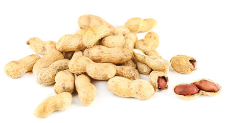 Peanuts isolated on white background.