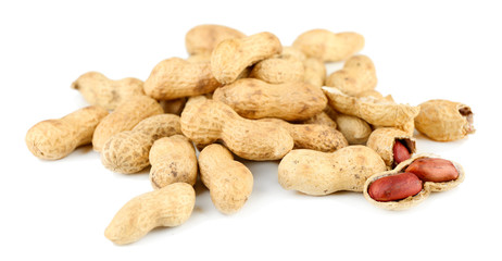 Peanuts isolated on white background.
