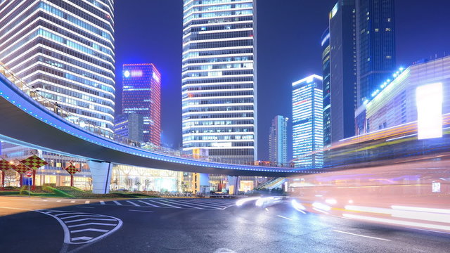 Busy traffic of modern city, China Shanghai . Time-lapse(Loop).