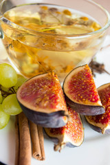 fresh figs with a cup of tea