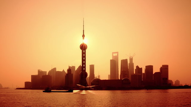 China Shanghai in the morning, zoom in timelapse.