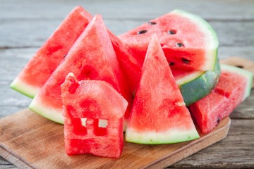 slices of fresh juicy organic watermelon