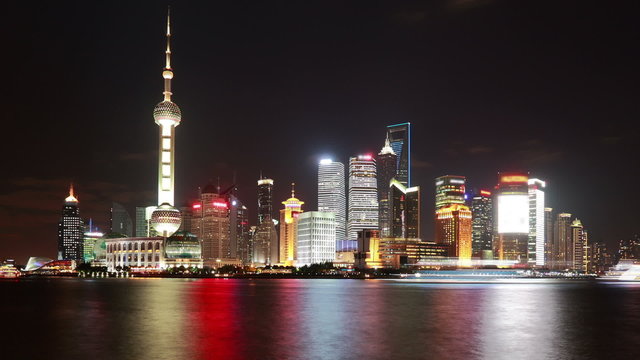 China Shanghai Night Time Lapse(Zoom In).