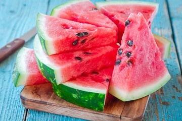 slices of fresh juicy organic watermelon