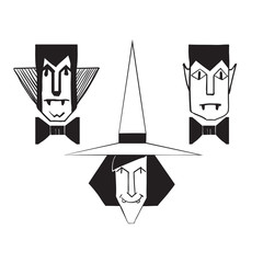 Hand drawn Halloween character set.