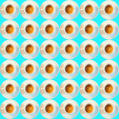 Coffee cups background on black background