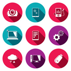 exchange of information technology flat icons set