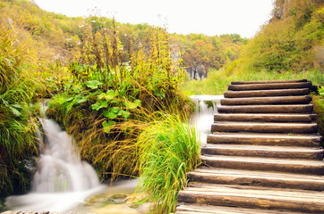 Waterfalls Plitvice National Park in Croatia