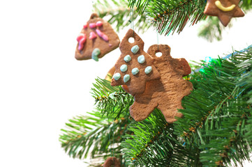 Gingerbread cookies on christmas tree