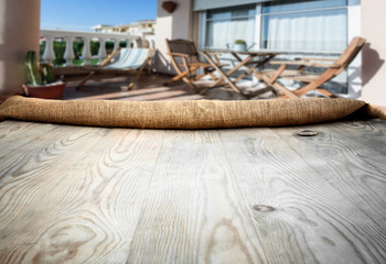Wooden table with background