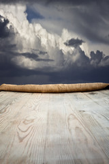 Wooden table with background