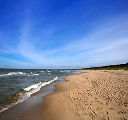 Fototapeta na wymiar Baltic sea beach near Gdansk, Poland.