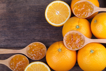 fresh orange with orange jam