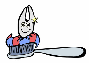 doodle teeth, toothpaste and  toothbrush