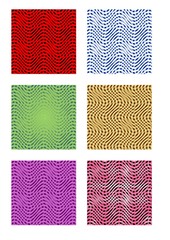 A set of six tiles with wave patterns