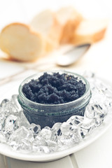 black caviar in jar