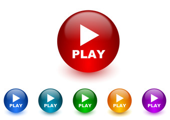 play internet icons colorful set