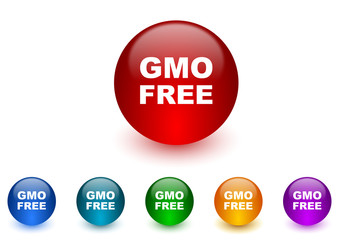 gmo free internet icons colorful set