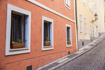 Fototapeta na wymiar lonely street in Prague