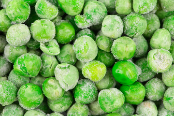 Frozen green peas. Close up.
