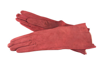 Red leather women's gloves