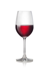 Glass of red wine isolated on a white background