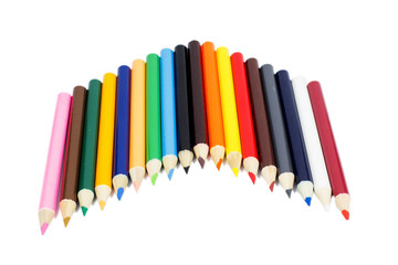 Color pencil laying on white background