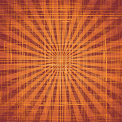 Sun with rays on grunge cloth texture. Vector