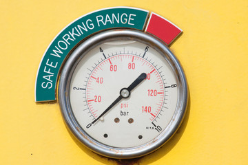 Meters or gauge in crane cabin for measure