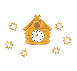 vector illustration  wooden cuckoo clock