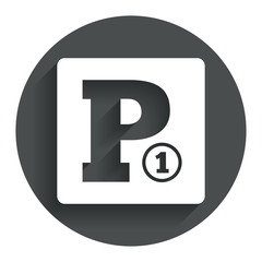 Paid parking sign icon. Car parking symbol.