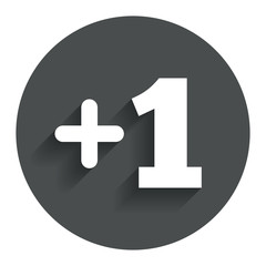 Plus one sign. Add one symbol.