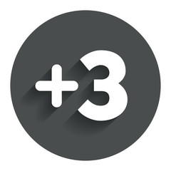 Plus three sign. Add three symbol.