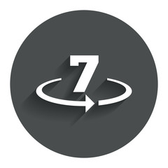 Return of goods within 7 days sign icon.