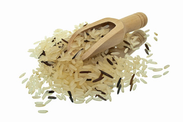 Wooden Kitchen Shovel With Basmati Rice and Wild Rice