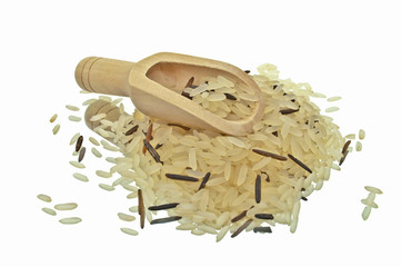 Wooden Kitchen Shovel With Wild Rice And Basmati Rice