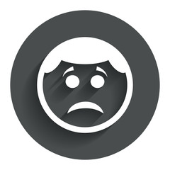 Sad face sign icon. Sadness symbol.