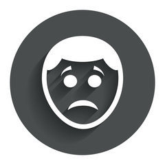 Sad face sign icon. Sadness symbol.