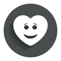 Smile heart face icon. Smiley symbol.