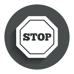 Traffic stop sign icon. Caution symbol.