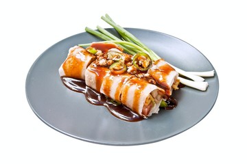 thai fresh spring rolls, isolated on white