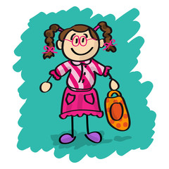 Cute cartoon little girl