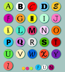 Alphabet on multicolor circles